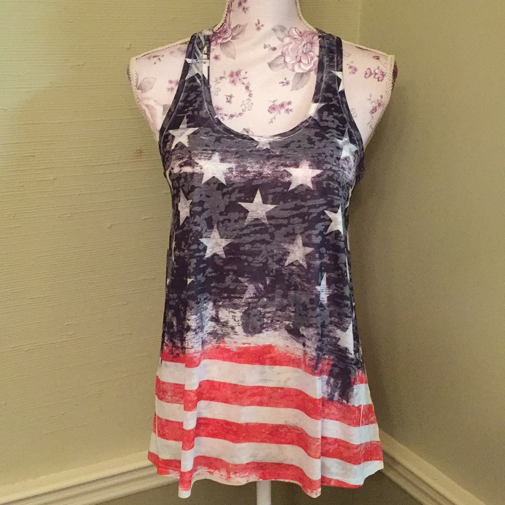Karlie Red white and blue racer back top .